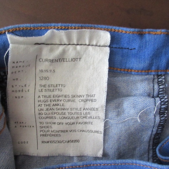 Current/Elliot Jeans High Rise Skinny Cropped at Ankle - Picture 6 of 7